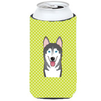 Checkerboard Lime Green Alaskan Malamute Tall Boy Beverage Insulator Hugger BB1280TBC