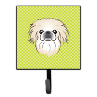 "Caroline's Treasures BB1283SH4 Checkerboard Lime Green Pekingese Leash or Key Holder, Small, Multicolor"