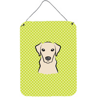 "Caroline's Treasures Checkerboard Lime Green Yellow Labrador Wall or Door Hanging Prints, 16"" x 12"""