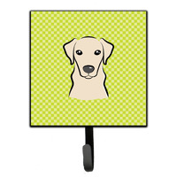 "Caroline's Treasures BB1284SH4 Checkerboard Lime Green Yellow Labrador Leash or Key Holder, Small, Multicolor"