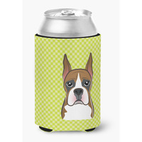 Checkerboard Lime Green Boxer Can or Bottle Hugger BB1285CC