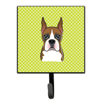 "Caroline's Treasures BB1285SH4 Checkerboard Lime Green Boxer Leash or Key Holder, Small, Multicolor"
