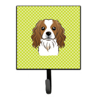 "Caroline's Treasures BB1286SH4 Checkerboard Lime Green Cavalier Spaniel Leash or Key Holder, Small, Multicolor"