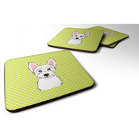 "Caroline's Treasures BB1288FC Checkerboard Lime Green Westie Foam Coaster (Set of 4), 3.5"" H x 3.5"" W, Multicolor"