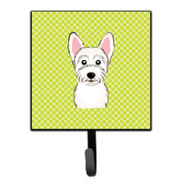 "Caroline's Treasures BB1288SH4 Checkerboard Lime Green Westie Leash or Key Holder, Small, Multicolor"