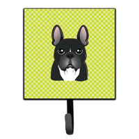 "Caroline's Treasures BB1289SH4 Checkerboard Lime Green French Bulldog Leash or Key Holder, Small, Multicolor"
