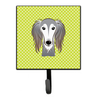 "Caroline's Treasures BB1291SH4 Checkerboard Lime Green Saluki Leash or Key Holder, Small, Multicolor"