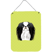 "Caroline's Treasures Checkerboard Lime Green Japanese Chin Wall or Door Hanging Prints, 16"" x 12"""