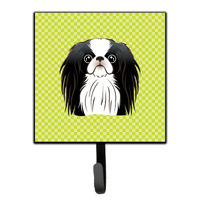 "Caroline's Treasures BB1292SH4 Checkerboard Lime Green Japanese Chin Leash or Key Holder, Small, Multicolor"