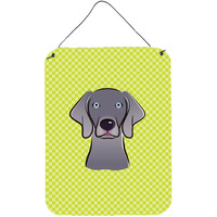 "Caroline's Treasures Checkerboard Lime Green Weimaraner Wall or Door Hanging Prints, 16"" x 12"""
