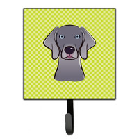"Caroline's Treasures BB1293SH4 Checkerboard Lime Green Weimaraner Leash or Key Holder, Small, Multicolor"