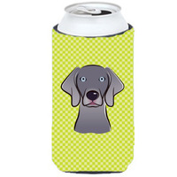 Checkerboard Lime Green Weimaraner Tall Boy Beverage Insulator Hugger BB1293TBC