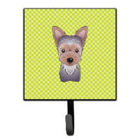 "Caroline's Treasures BB1294SH4 Checkerboard Lime Green Yorkie Puppy Leash or Key Holder, Small, Multicolor"