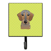 "Caroline's Treasures BB1295SH4 Checkerboard Lime Green Wirehaired Dachshund Leash or Key Holder, Small, Multicolor"