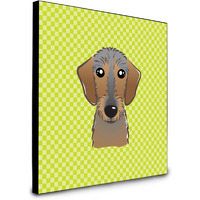 "Caroline's Treasures Checkerboard Lime Green Wirehaired Dachshund Artwork Panel wall-decor, Multicolor"