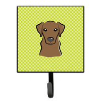 "Caroline's Treasures BB1296SH4 Checkerboard Lime Green Chocolate Labrador Leash or Key Holder, Small, Multicolor"