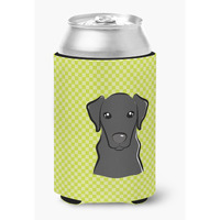 Checkerboard Lime Green Black Labrador Can or Bottle Hugger BB1297CC