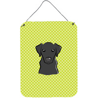 "Caroline's Treasures Checkerboard Lime Green Black Labrador Wall or Door Hanging Prints, 16"" x 12"""