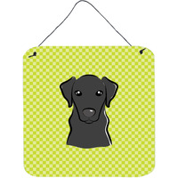 "Caroline's Treasures Checkerboard Lime Green Black Labrador Wall or Door Hanging Prints, 6 x 6"""