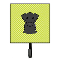 "Caroline's Treasures BB1297SH4 Checkerboard Lime Green Black Labrador Leash or Key Holder, Small, Multicolor"
