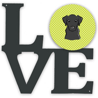 "Caroline's Treasures Checkerboard Lime Green Black Labrador Metal Artwork Love wall-decor, Multicolor"