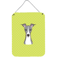 "Caroline's Treasures Checkerboard Lime Green Italian Greyhound Wall or Door Hanging Prints, 16"" x 12"""