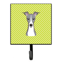 "Caroline's Treasures BB1298SH4 Checkerboard Lime Green Italian Greyhound Leash or Key Holder, Small, Multicolor"
