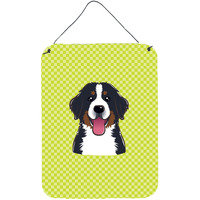 "Caroline's Treasures Checkerboard Lime Green Bernese Mountain Dog Wall or Door Hanging Prints, 16"" x 12"""