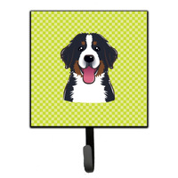 "Caroline's Treasures BB1299SH4 Checkerboard Lime Green Bernese Mountain Dog Leash or Key Holder, Small, Multicolor"