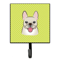 "Caroline's Treasures BB1300SH4 Checkerboard Lime Green French Bulldog Leash or Key Holder, Small, Multicolor"