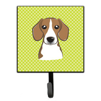 "Caroline's Treasures BB1301SH4 Checkerboard Lime Green Beagle Leash or Key Holder, Small, Multicolor"