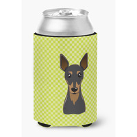 Checkerboard Lime Green Min Pin Can or Bottle Hugger BB1302CC