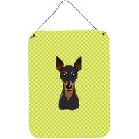 "Caroline's Treasures Checkerboard Lime Green Min Pin Wall or Door Hanging Prints, 16"" x 12"""