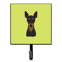 "Caroline's Treasures BB1302SH4 Checkerboard Lime Green Min Pin Leash or Key Holder, Small, Multicolor"