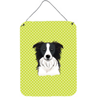 "Caroline's Treasures Checkerboard Lime Green Border Collie Wall or Door Hanging Prints, 16"" x 12"""