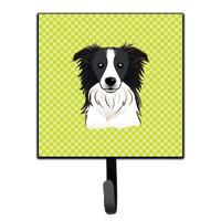 "Caroline's Treasures BB1303SH4 Checkerboard Lime Green Border Collie Leash or Key Holder, Small, Multicolor"