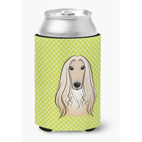 Checkerboard Lime Green Afghan Hound Can or Bottle Hugger BB1306CC