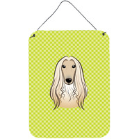 "Caroline's Treasures Checkerboard Lime Green Afghan Hound Wall or Door Hanging Prints, 16"" x 12"""