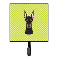 "Caroline's Treasures BB1307SH4 Checkerboard Lime Green Doberman Leash or Key Holder, Small, Multicolor"
