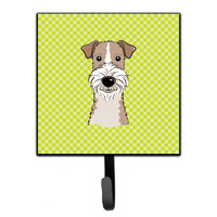 "Caroline's Treasures BB1309SH4 Checkerboard Lime Green Wire Haired Fox Terrier Leash or Key Holder, Small, Multicolor"
