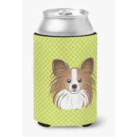 Checkerboard Lime Green Papillon Can or Bottle Hugger BB1310CC