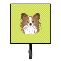 "Caroline's Treasures BB1310SH4 Checkerboard Lime Green Papillion Leash or Key Holder, Small, Multicolor"