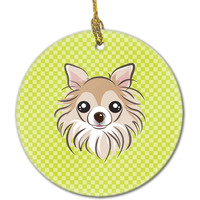 Checkerboard Lime Green Chihuahua Ceramic Ornament BB1313CO1