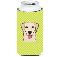Checkerboard Lime Green Golden Retriever Tall Boy Beverage Insulator Hugger BB1314TBC