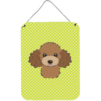 "Caroline's Treasures Checkerboard Lime Green Chocolate Brown Poodle Wall or Door Hanging Prints, 16"" x 12"""
