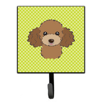 "Caroline's Treasures BB1318SH4 Checkerboard Lime Green Chocolate Brown Poodle Leash or Key Holder, Small, Multicolor"
