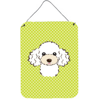 "Caroline's Treasures Checkerboard Lime Green White Poodle Wall or Door Hanging Prints, 16"" x 12"""