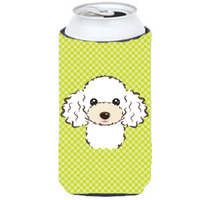 Checkerboard Lime Green White Poodle Tall Boy Beverage Insulator Hugger BB1319TBC