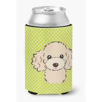 Checkerboard Lime Green Buff Poodle Can or Bottle Hugger BB1320CC
