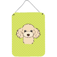 "Caroline's Treasures Checkerboard Lime Green Buff Poodle Wall or Door Hanging Prints, 16"" x 12"""